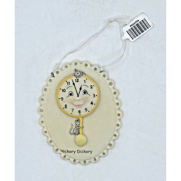 Hickory Dickory Christmas Ornament Ceramic Clock Mouse New Baby Nursery Ganz - Picture 1 of 16